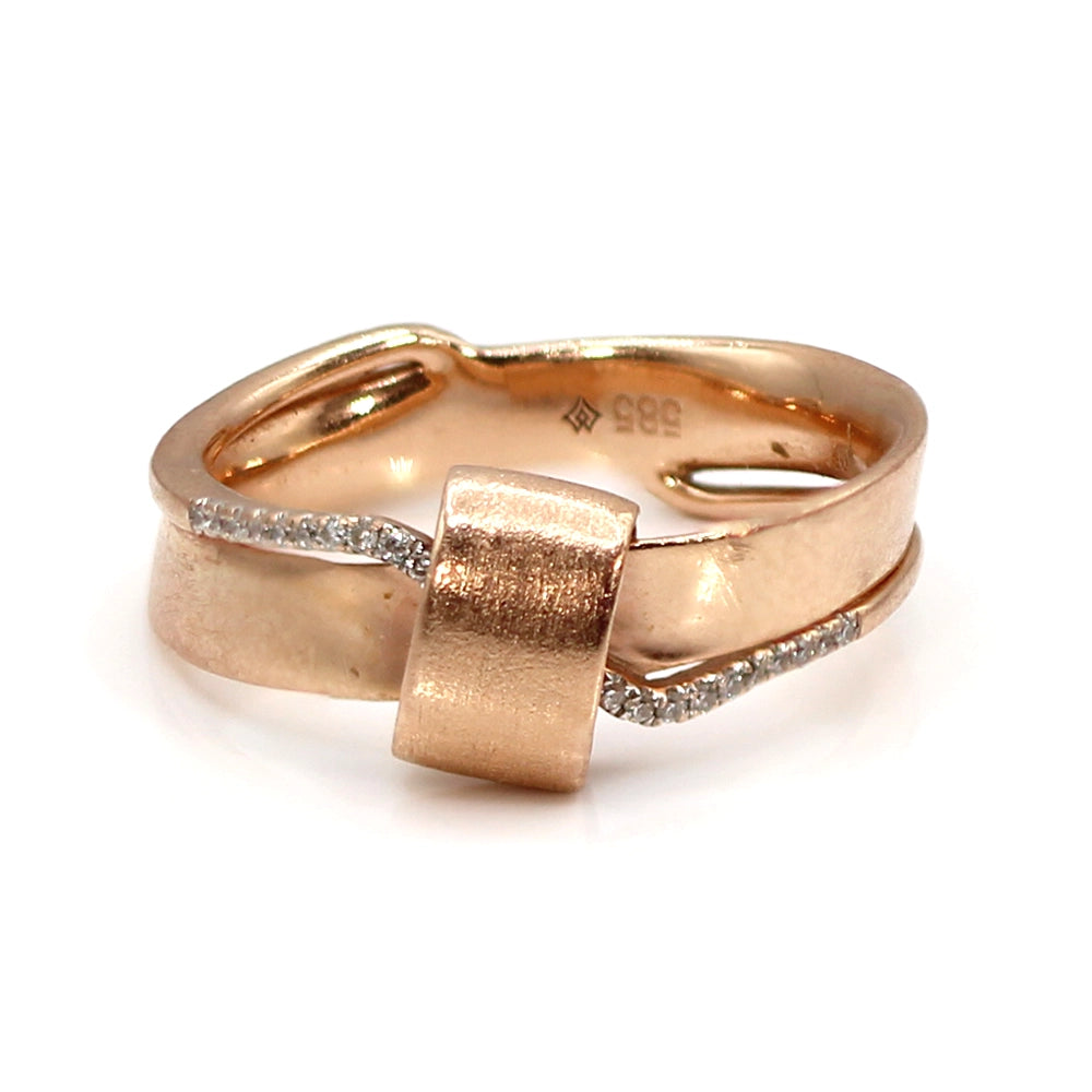 14K Rose Gold and Diamond "Water Under the Bridge" Ring SIZE 6