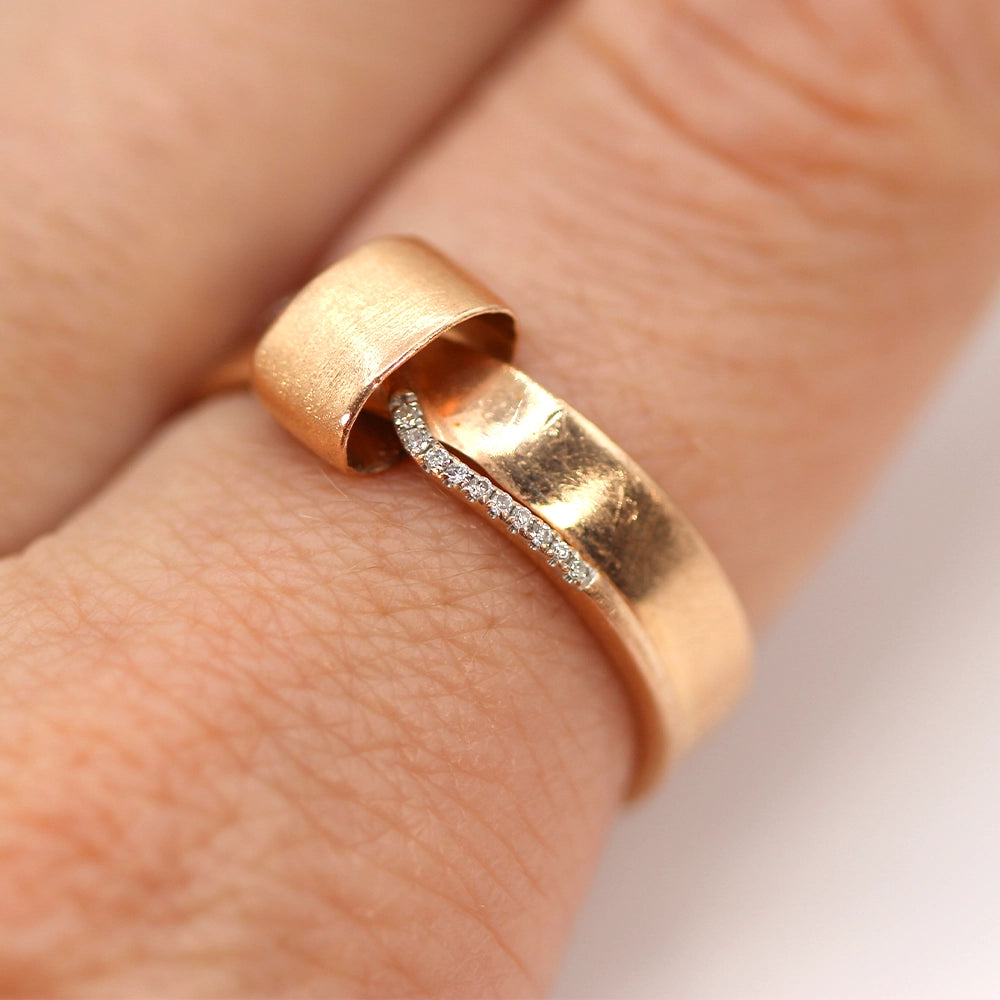 14K Rose Gold and Diamond "Water Under the Bridge" Ring SIZE 6