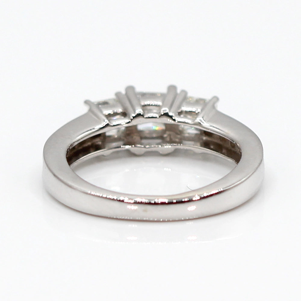 14K White Gold Three Princess Cut Diamond Ring SIZE 5.5