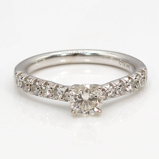 14K White Gold Diamond Engagement Ring with Diamond Band SIZE 6.5