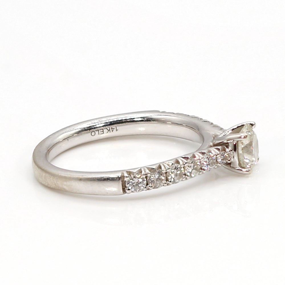 14K White Gold Diamond Engagement Ring with Diamond Band SIZE 6.5