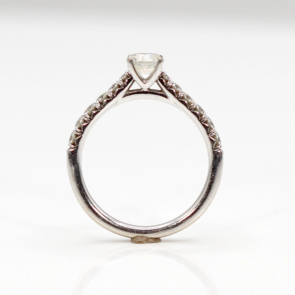 14K White Gold Diamond Engagement Ring with Diamond Band SIZE 6.5