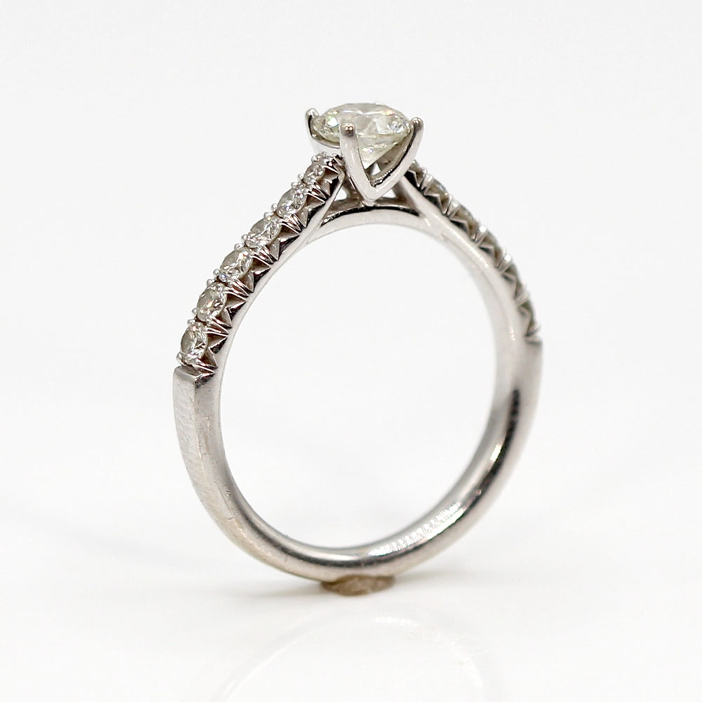 14K White Gold Diamond Engagement Ring with Diamond Band SIZE 6.5