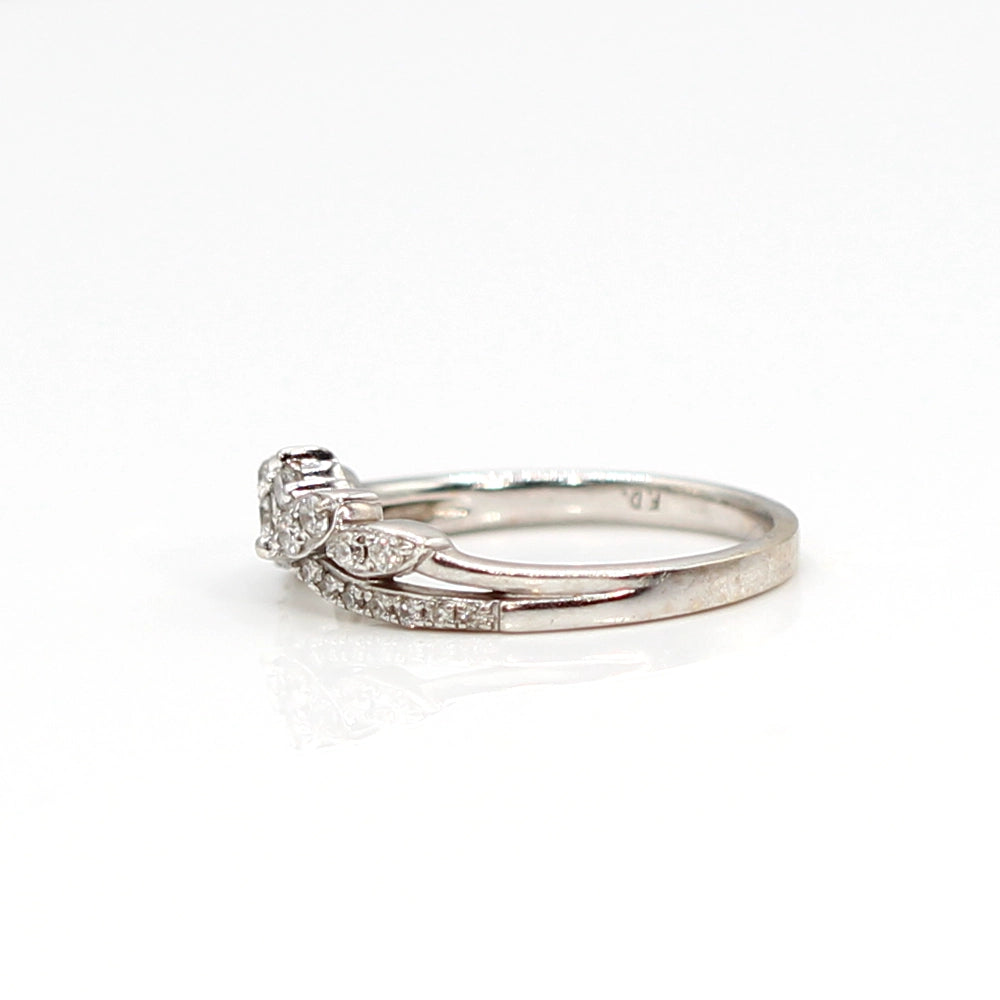 14K White Gold and Diamond Tiara Wedding Band Ring SIZE 5.5