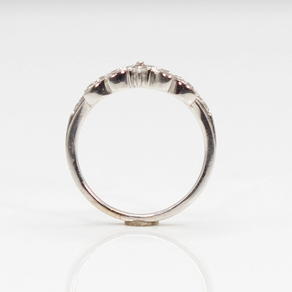 14K White Gold and Diamond Tiara Wedding Band Ring SIZE 5.5