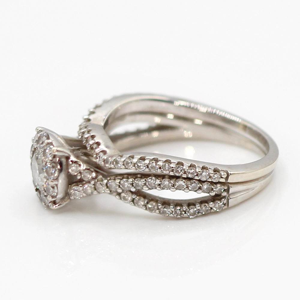 14K White Gold and Diamond Wedding Ring Set SIZE 5.25