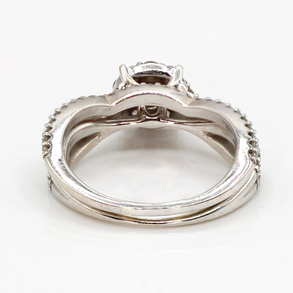 14K White Gold and Diamond Wedding Ring Set SIZE 5.25