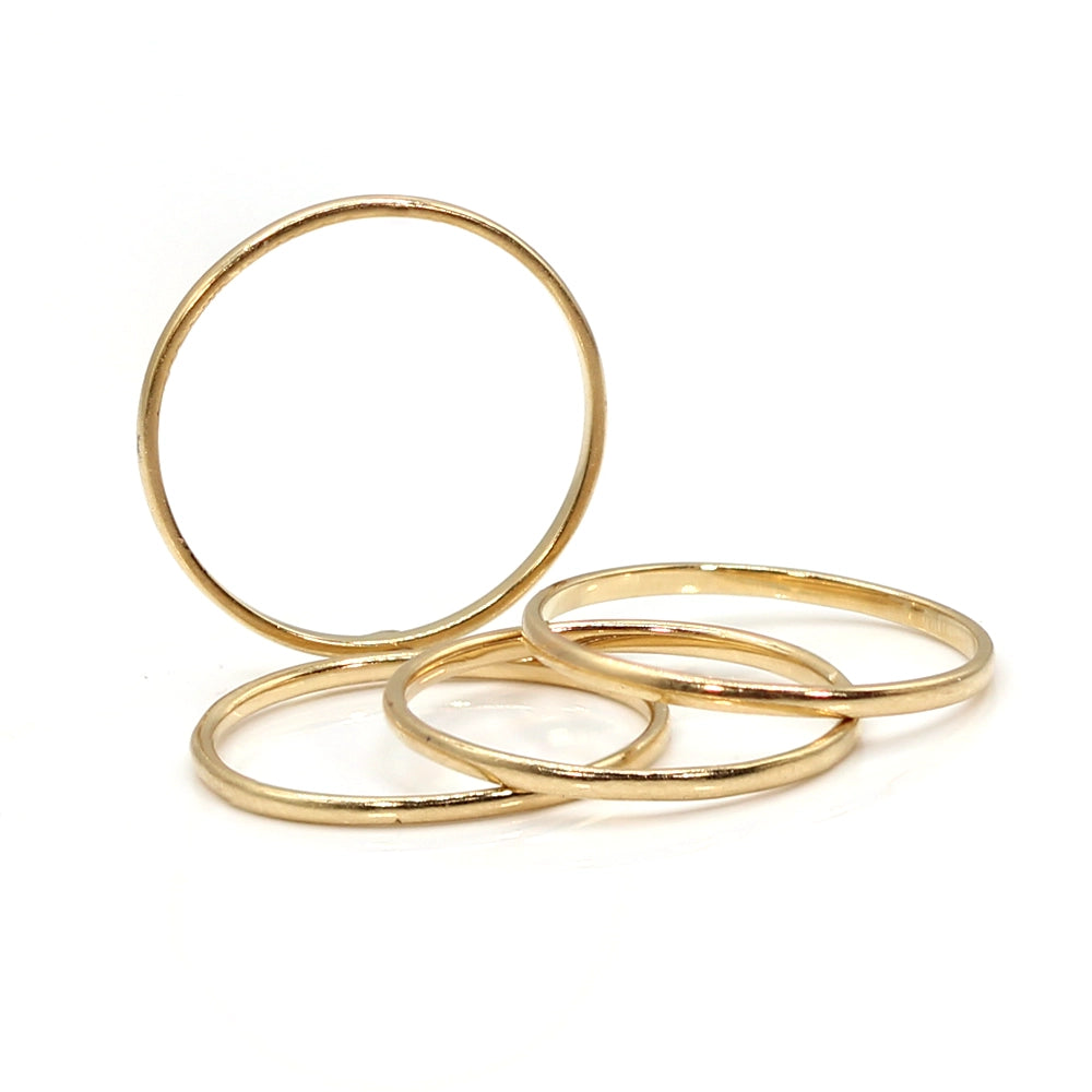 Set of Four Mejuri 14K Yellow Gold Stacking Band Rings SIZE 6