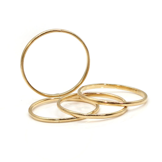 Set of Four Mejuri 14K Yellow Gold Stacking Band Rings SIZE 6