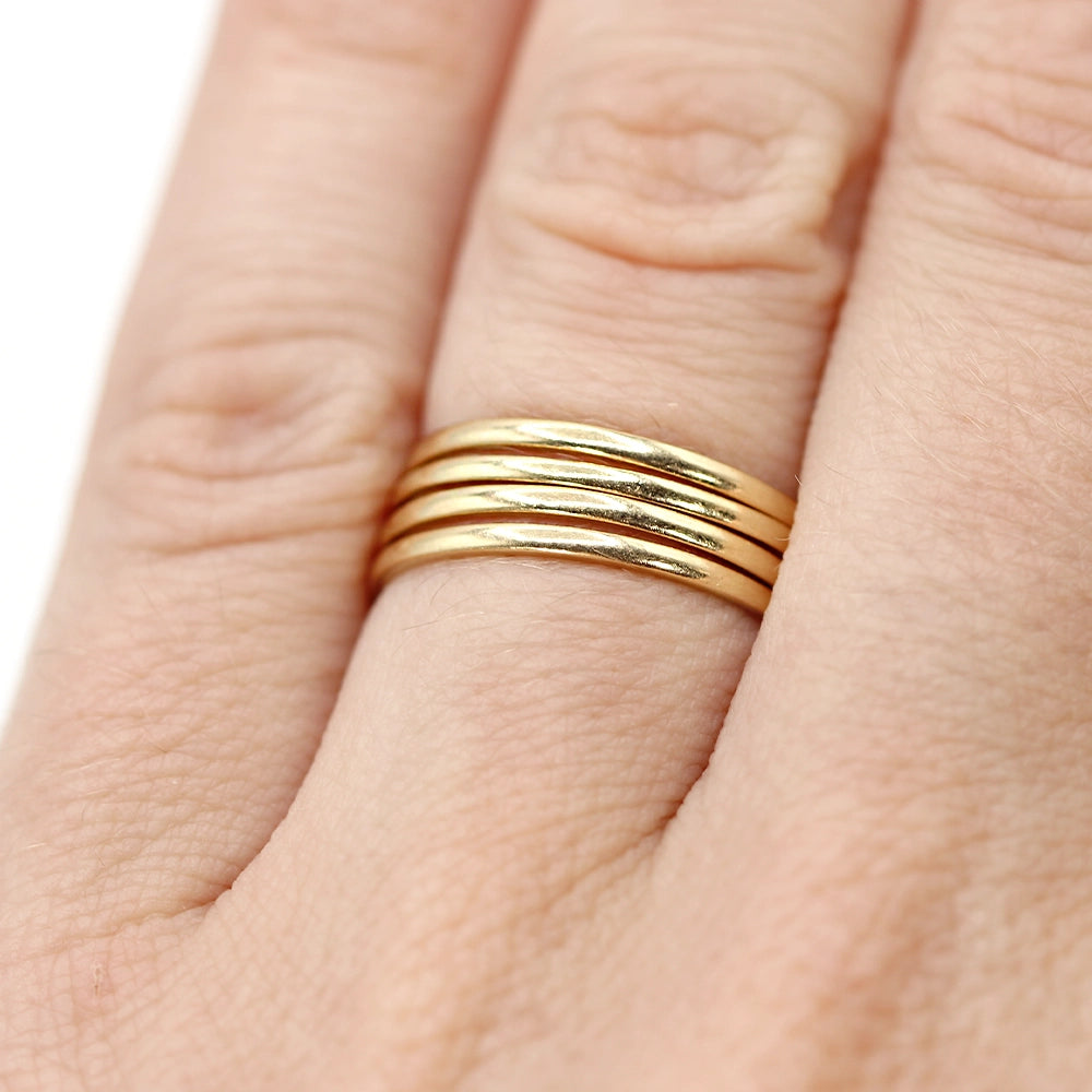 Set of Four Mejuri 14K Yellow Gold Stacking Band Rings SIZE 6