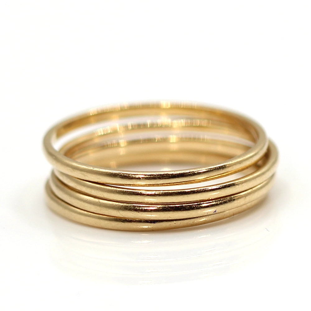 Set of Four Mejuri 14K Yellow Gold Stacking Band Rings SIZE 6
