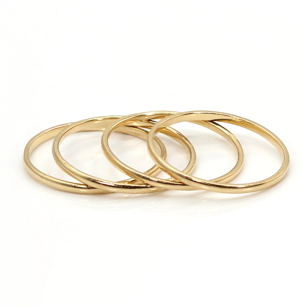 Set of Four Mejuri 14K Yellow Gold Stacking Band Rings SIZE 6