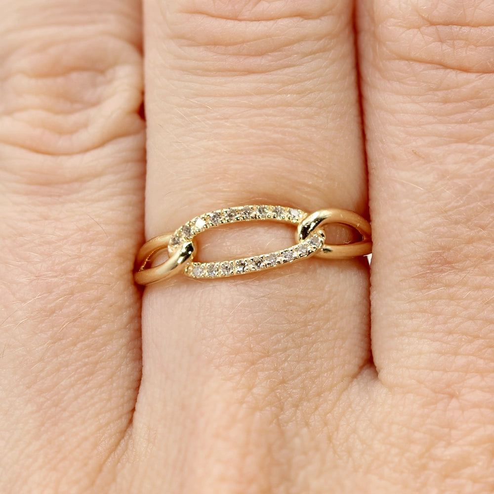 14K Yellow Gold and Diamond Mejuri ‘Chain’ Ring SIZE 6