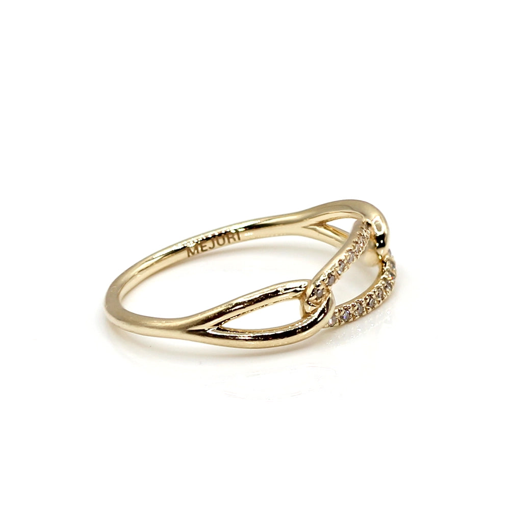 14K Yellow Gold and Diamond Mejuri ‘Chain’ Ring SIZE 6