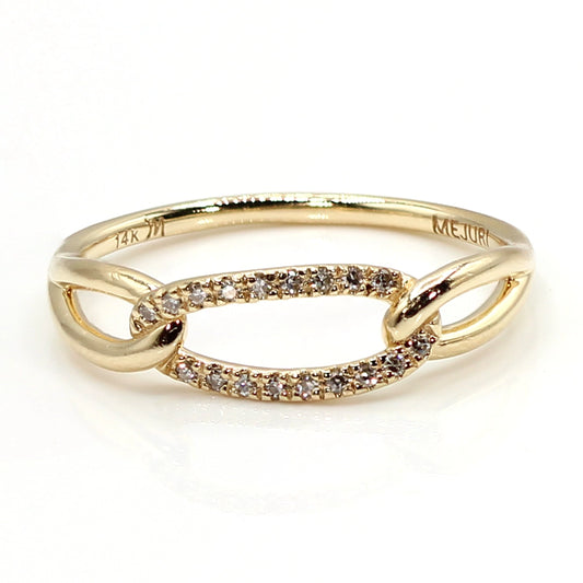 14K Yellow Gold and Diamond Mejuri ‘Chain’ Ring SIZE 6