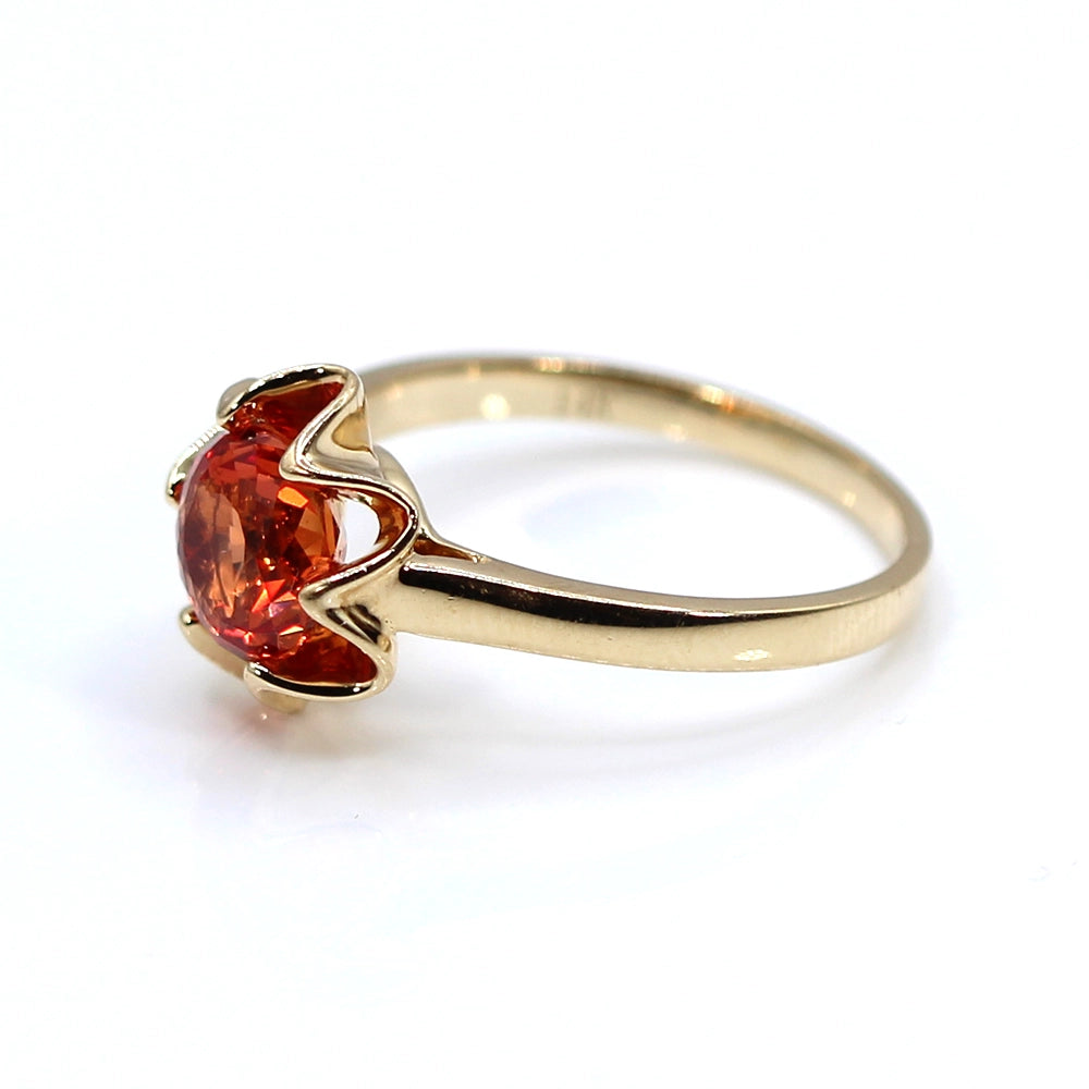 14K Yellow Gold and Orange Synthetic Sapphire Ring SIZE 9