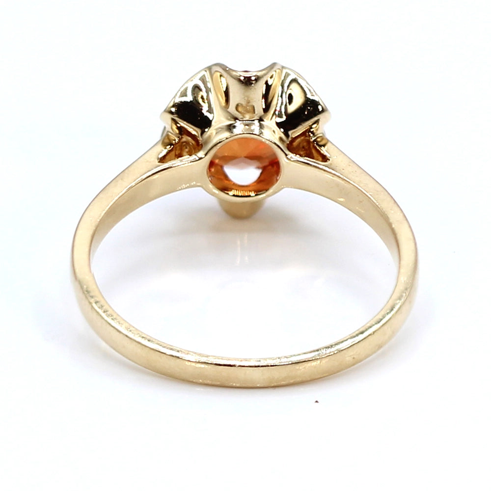 14K Yellow Gold and Orange Synthetic Sapphire Ring SIZE 9