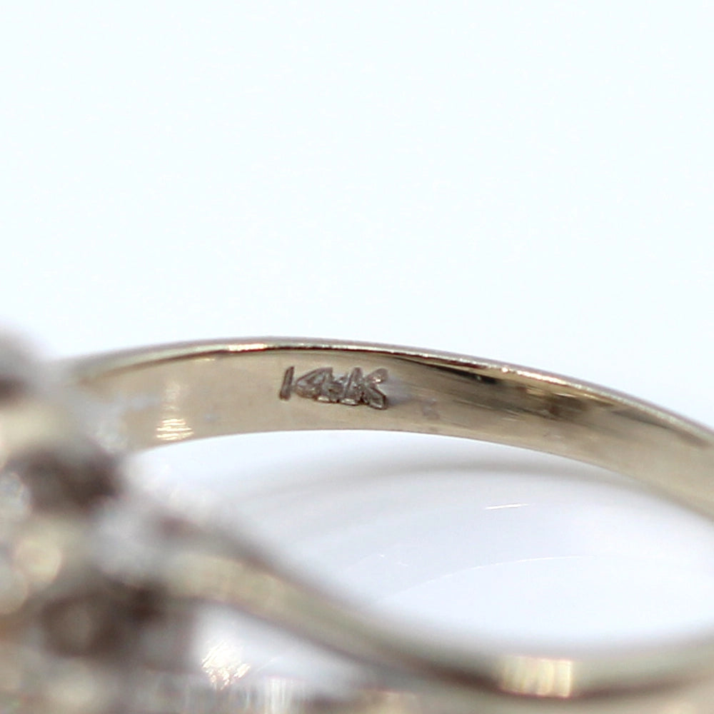 Celestial 14K White Gold Cultured Pearl and Diamond Ring SIZE 6.75