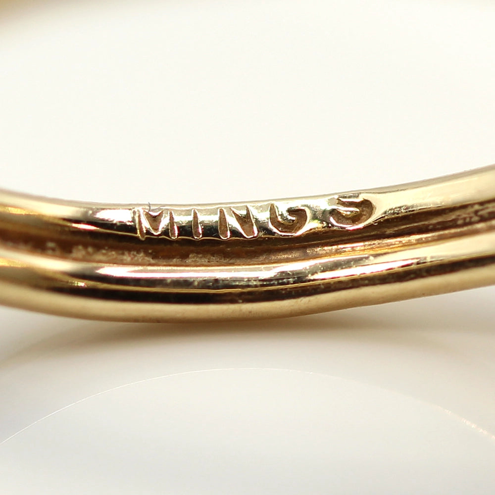 Vintage Ming’s Hawaii Pale Green Jade and 14K Yellow Gold Ring SIZE 6