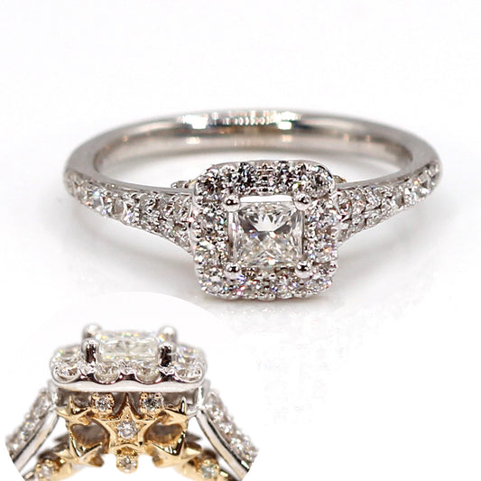 Disney Tinkerbell Halo Engagement Ring Two Toned 14K Gold and Diamonds SIZE 5
