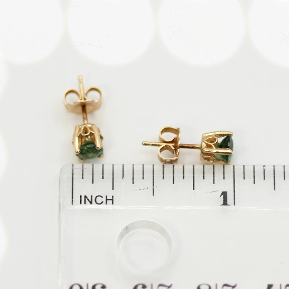 14K Yellow Gold Fine Green Tourmaline Earrings