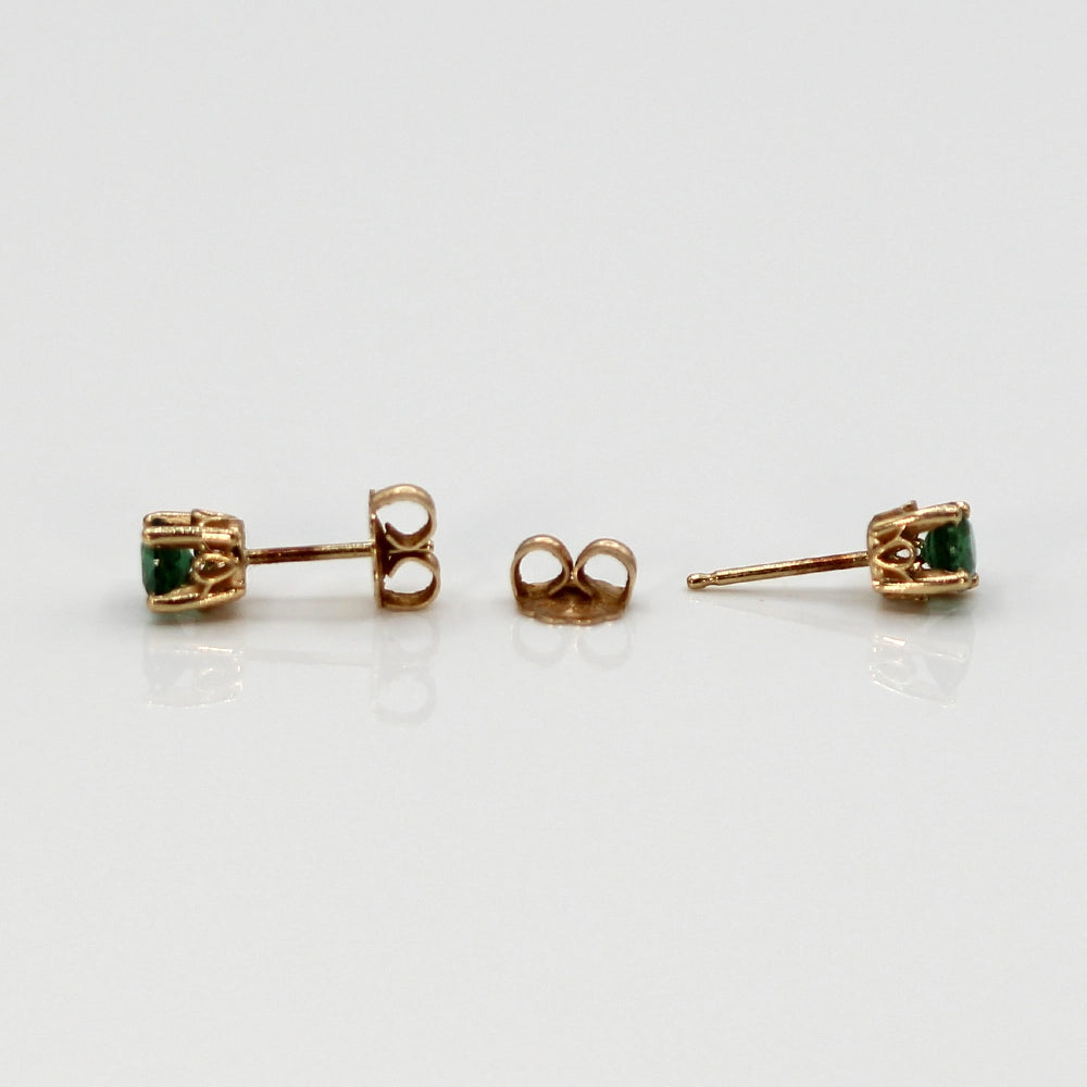 14K Yellow Gold Fine Green Tourmaline Earrings