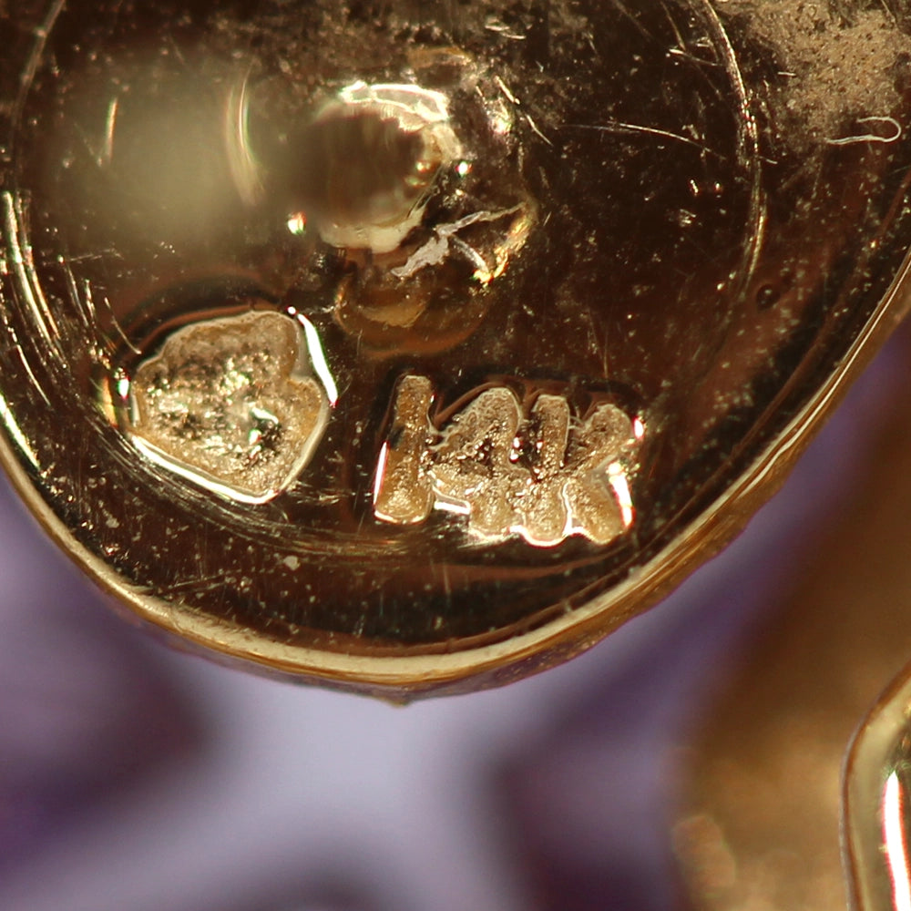 Special Cut Amethyst Stud Earrings with 14K Yellow Gold and Diamonds