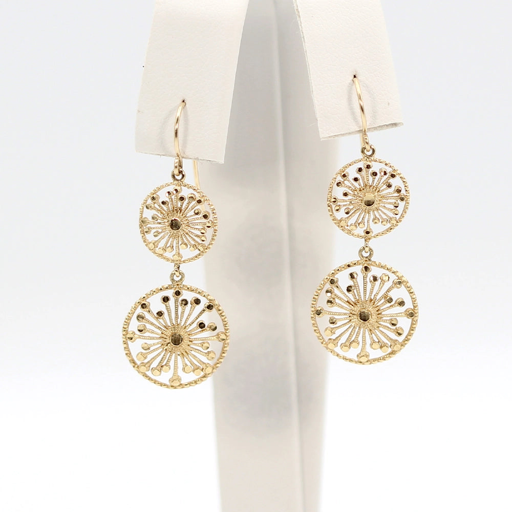 14K Yellow Gold Starburst Drop Earrings