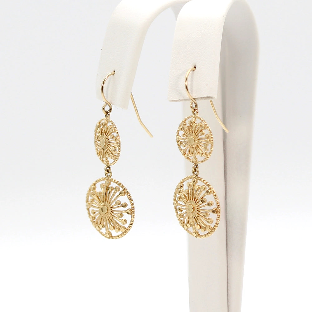 14K Yellow Gold Starburst Drop Earrings