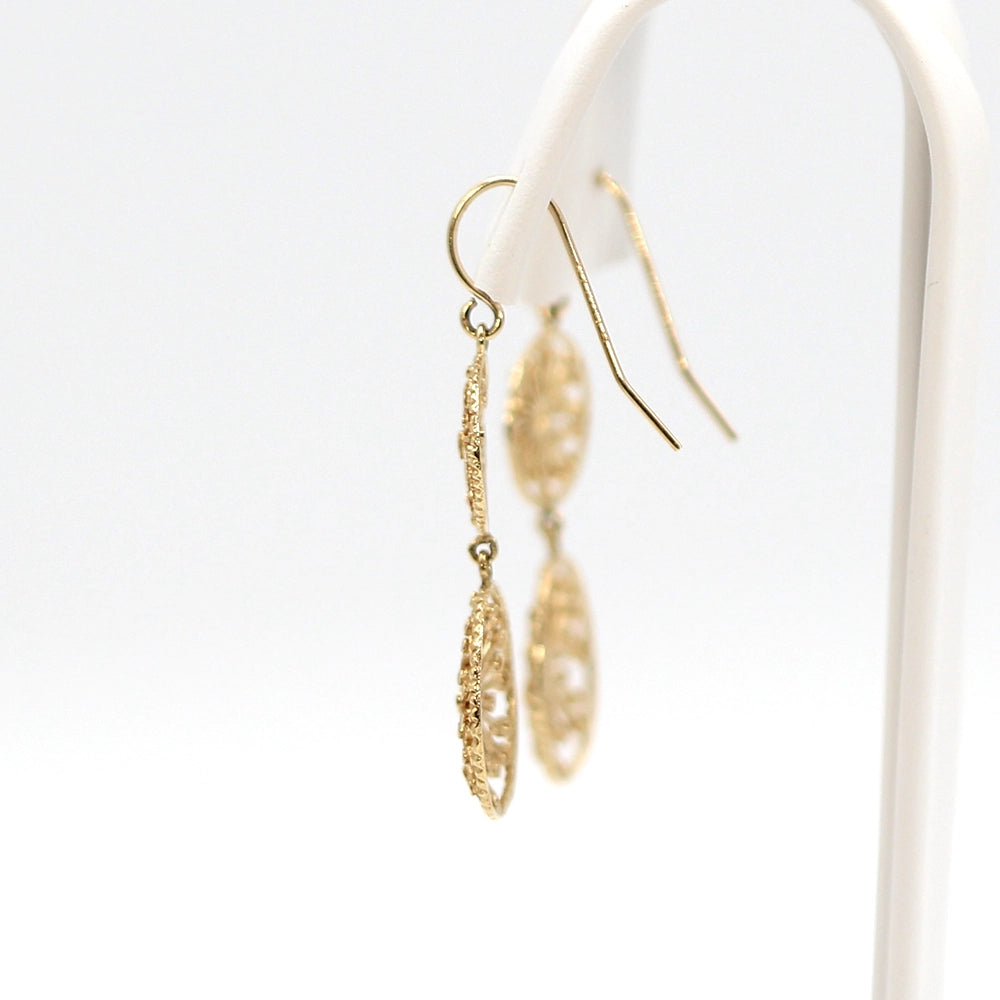 14K Yellow Gold Starburst Drop Earrings