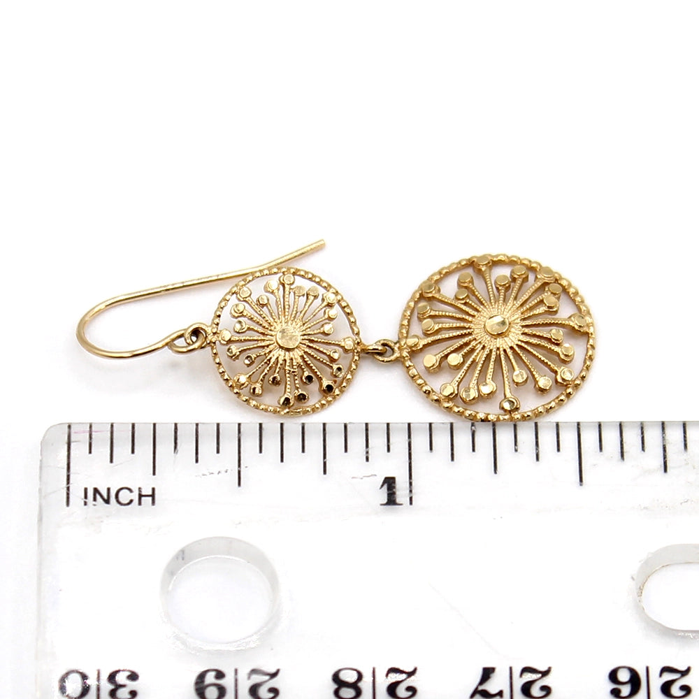 14K Yellow Gold Starburst Drop Earrings