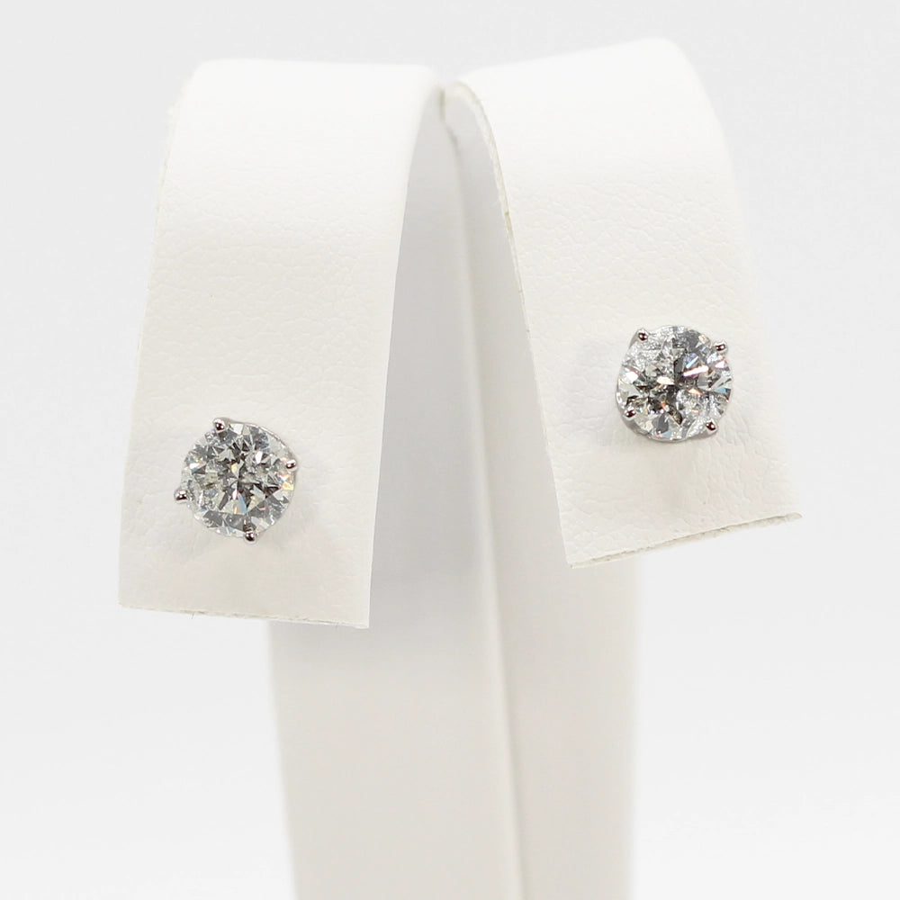 14K White Gold and 1.39 ctw Diamond Stud Earrings