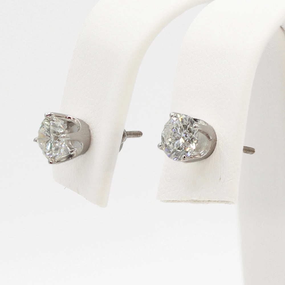 14K White Gold and 1.39 ctw Diamond Stud Earrings
