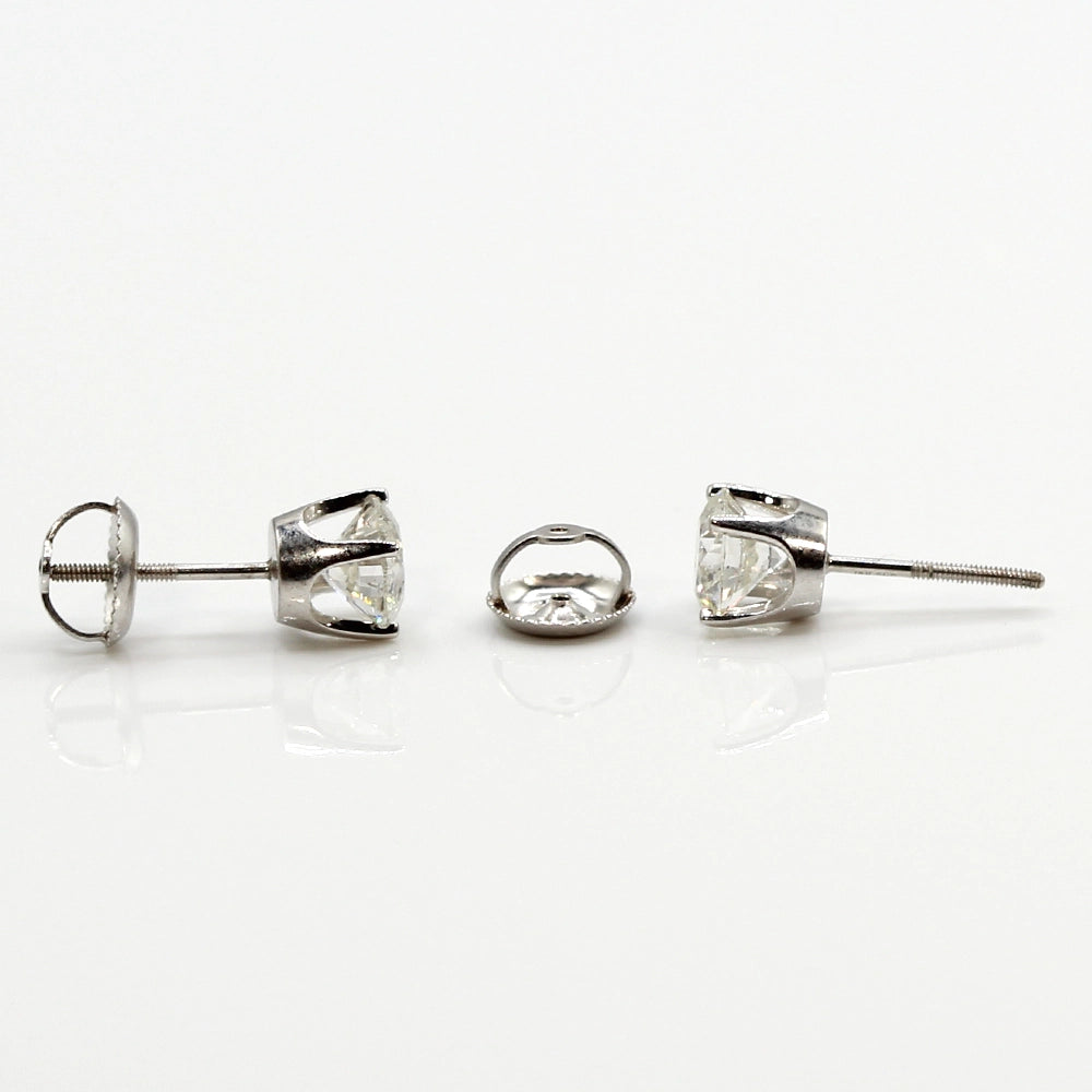 14K White Gold and 1.39 ctw Diamond Stud Earrings