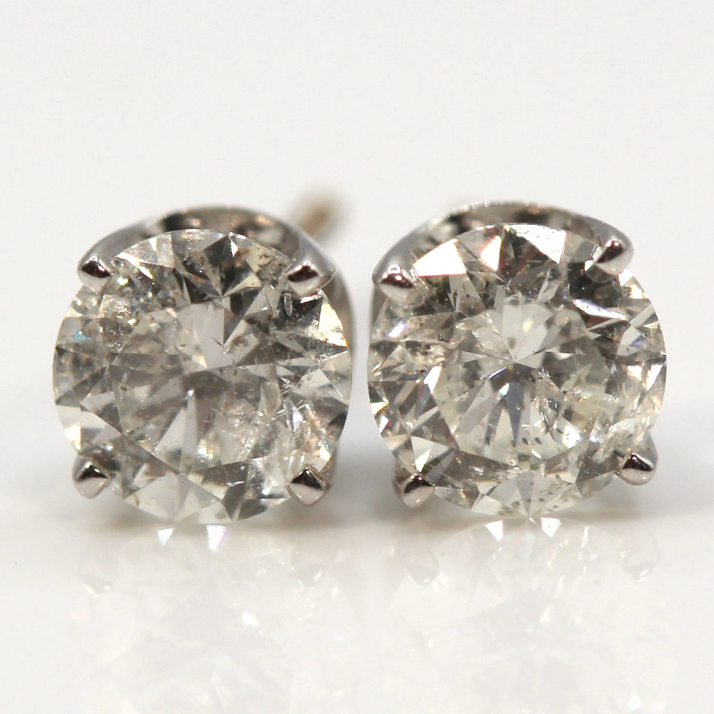 14K White Gold and 1.39 ctw Diamond Stud Earrings