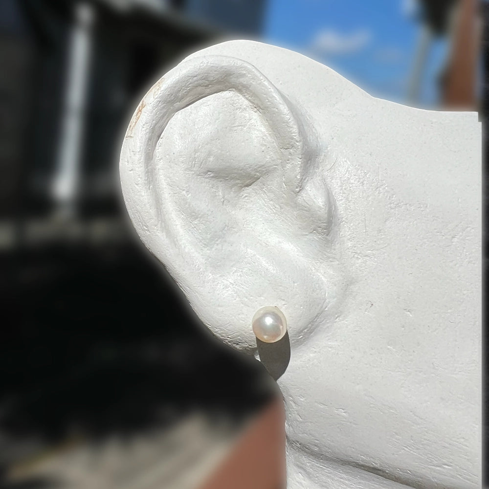 Convertible Pearl Stud Earrings with Removable Diamond and Gold Halos