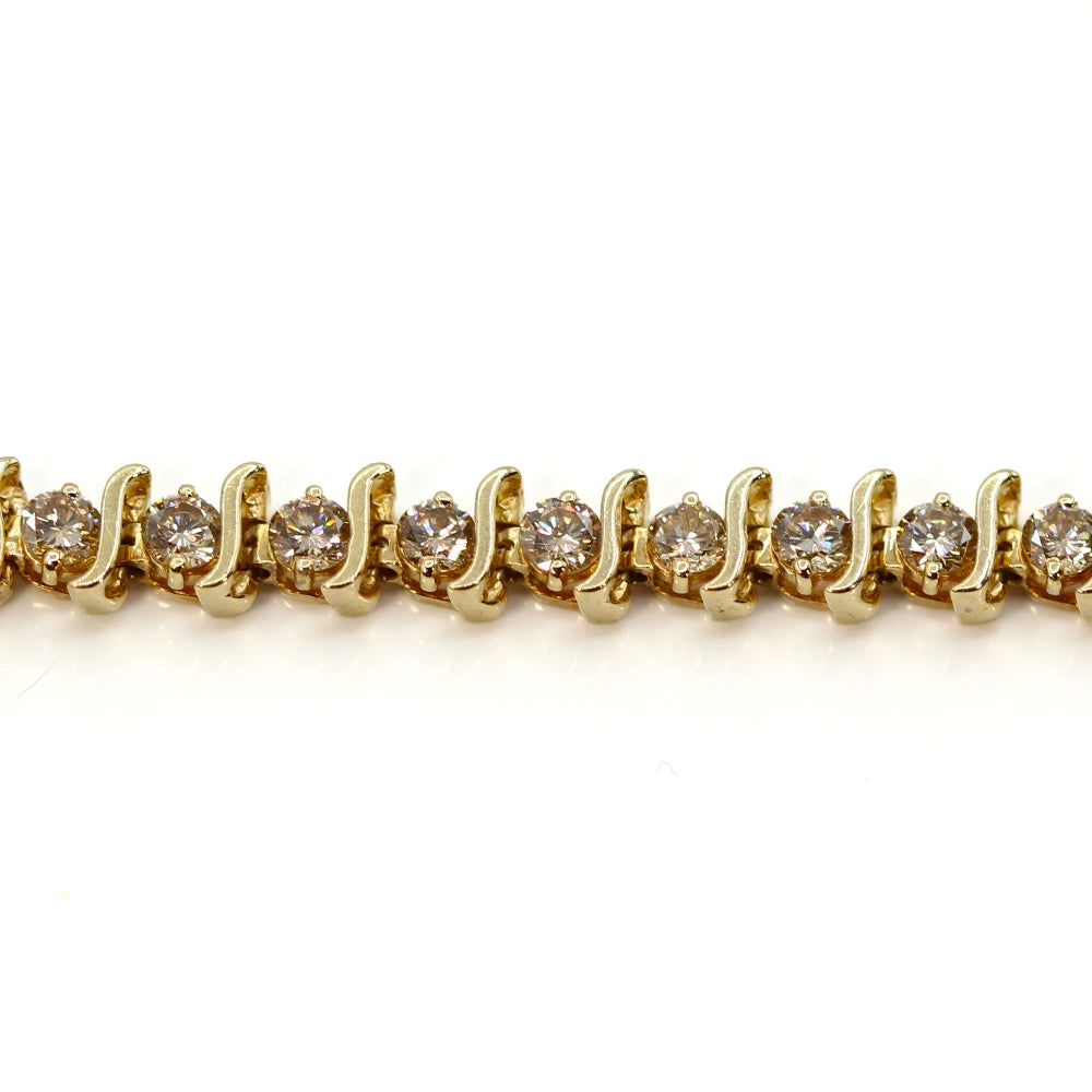 14K Yellow Gold and Champagne Diamond S Link Tennis Bracelet SIZE 7.25