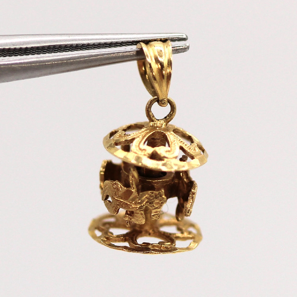 14K Yellow Gold Moving Carousel Pendant