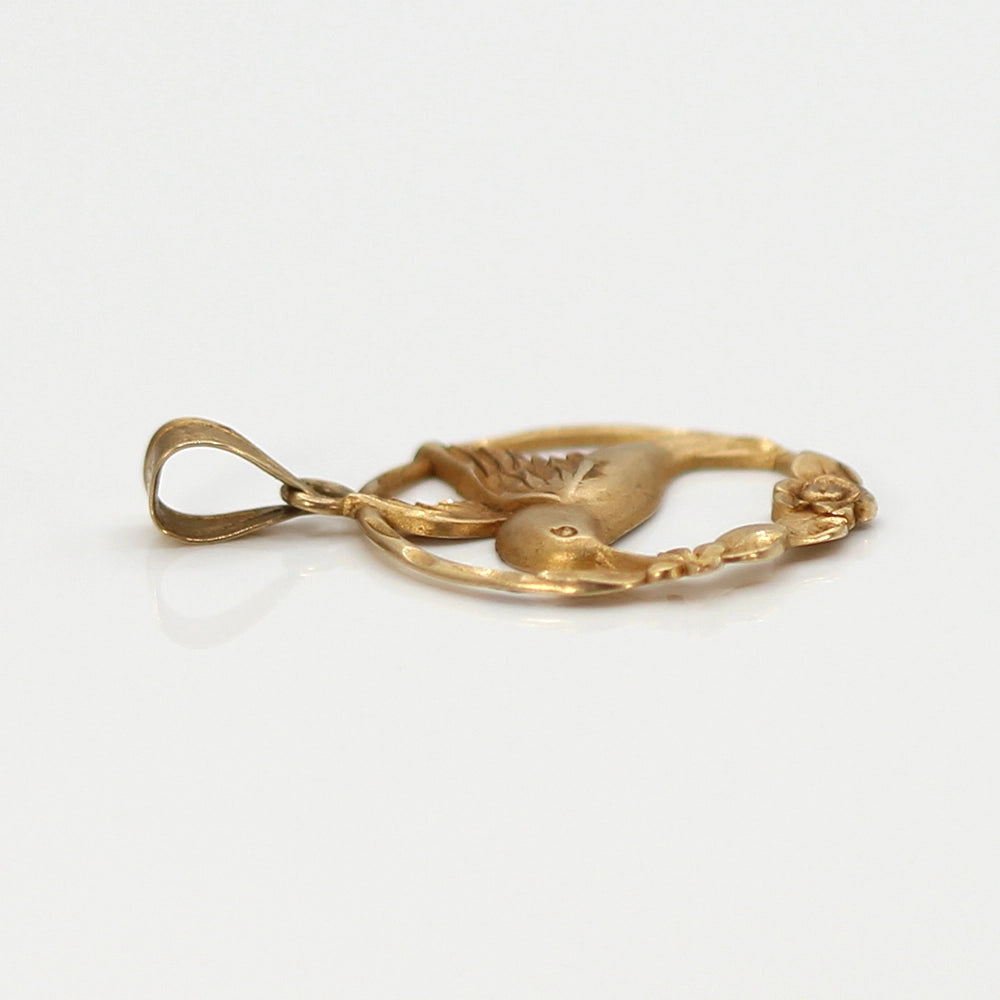 14K Yellow Gold Hummingbird Pendant