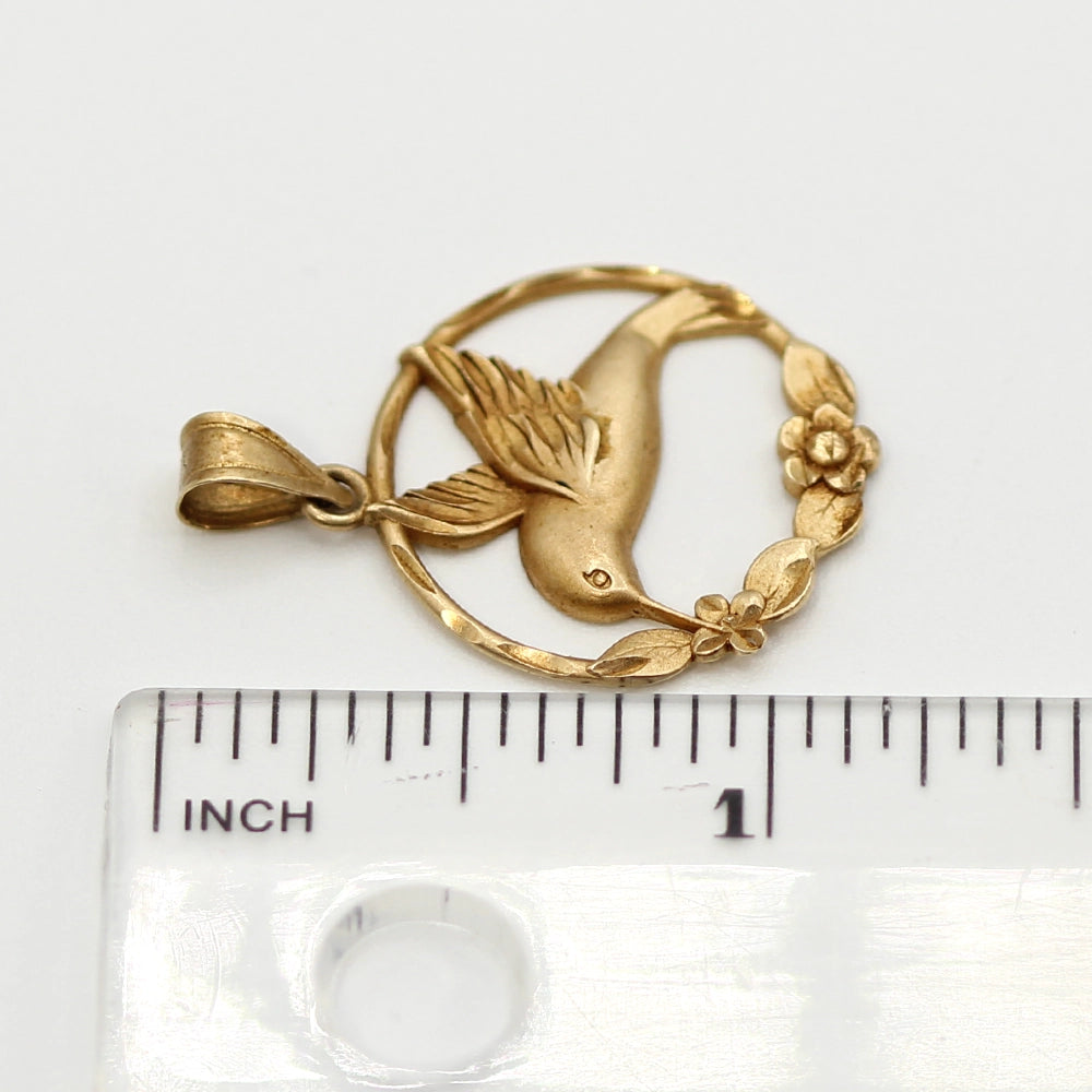 14K Yellow Gold Hummingbird Pendant