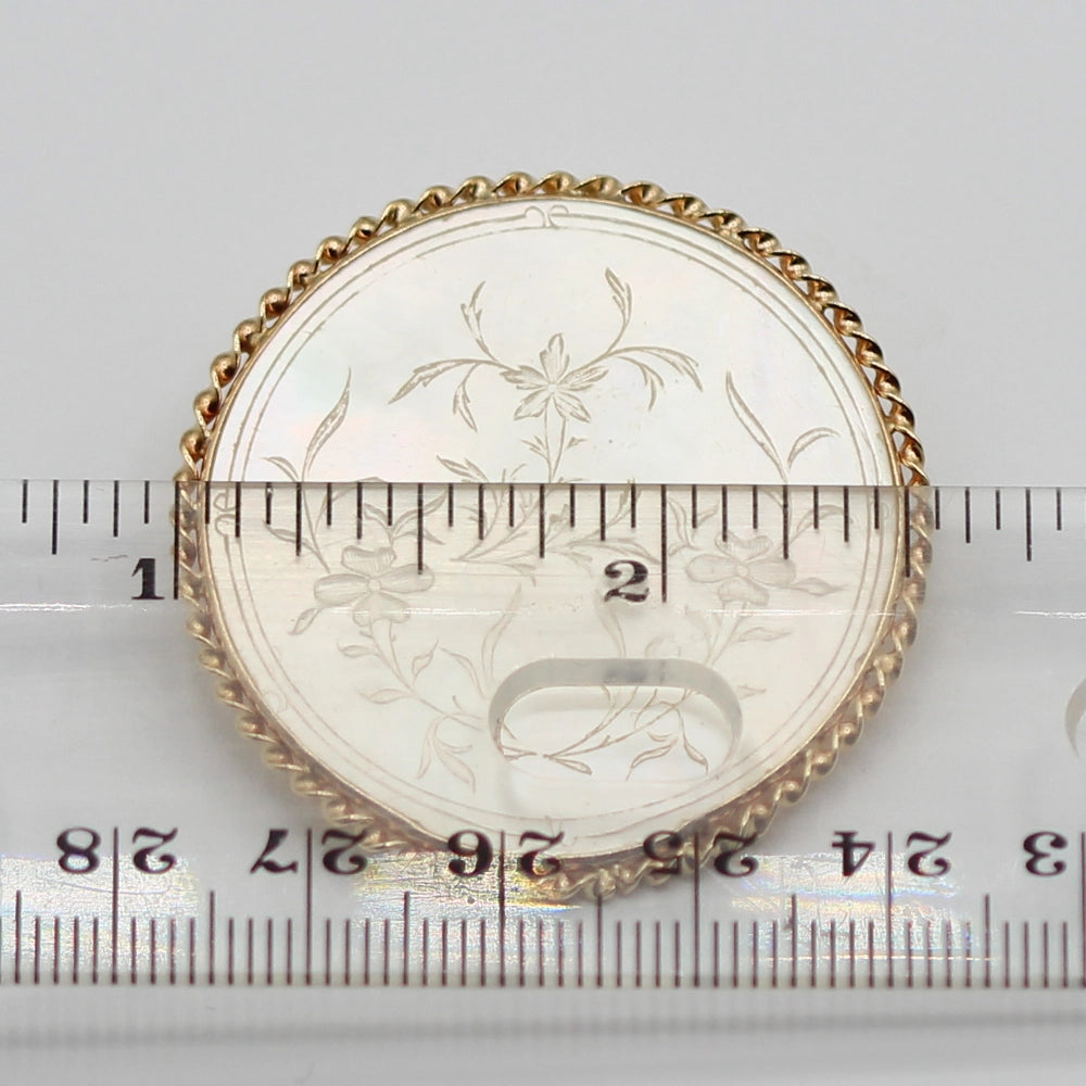 Antique 14K Yellow Gold Mother of Pearl Gaming Counter Pearl Enhancer Pendant