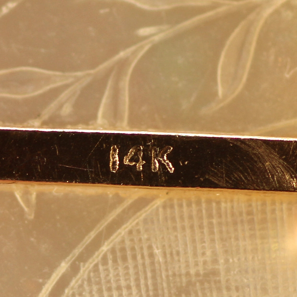 Antique 14K Yellow Gold Mother of Pearl Gaming Counter Pearl Enhancer Pendant