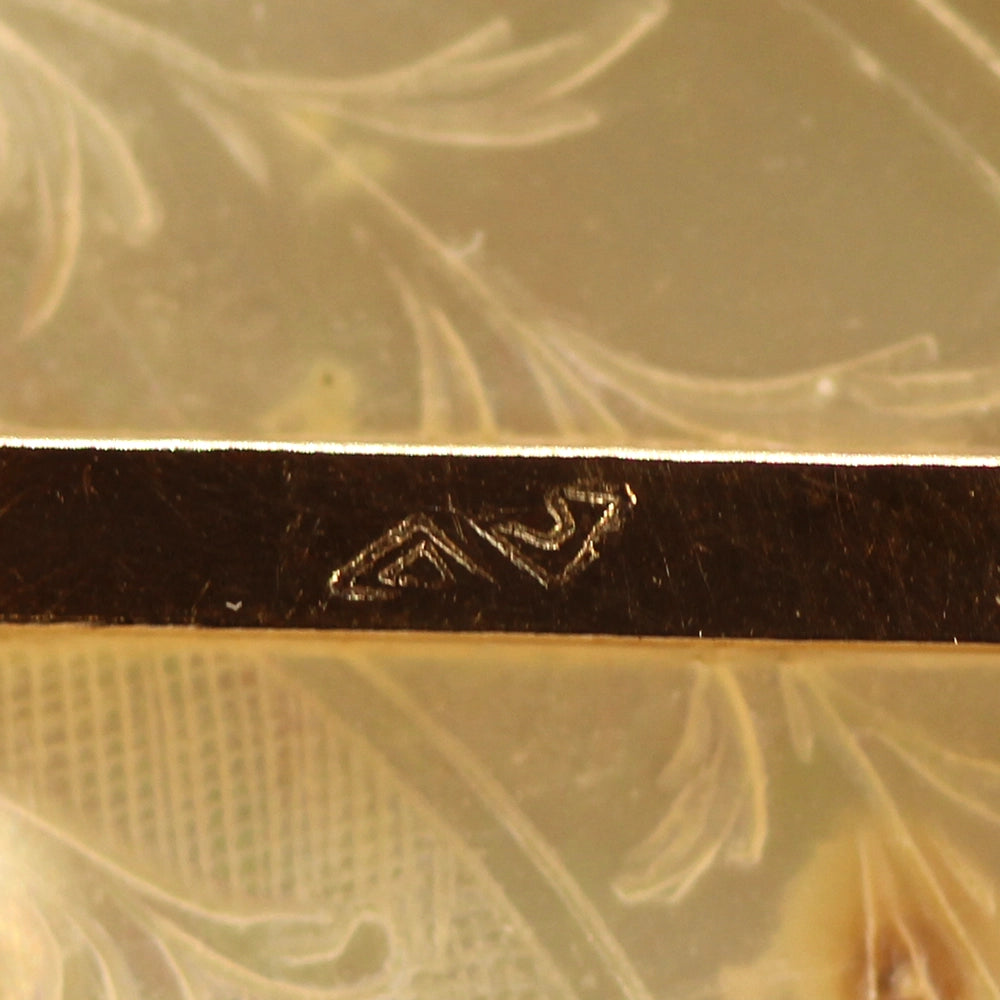 Antique 14K Yellow Gold Mother of Pearl Gaming Counter Pearl Enhancer Pendant