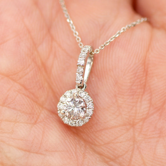 14K White Gold VS/SI Diamond Pendant with Chain