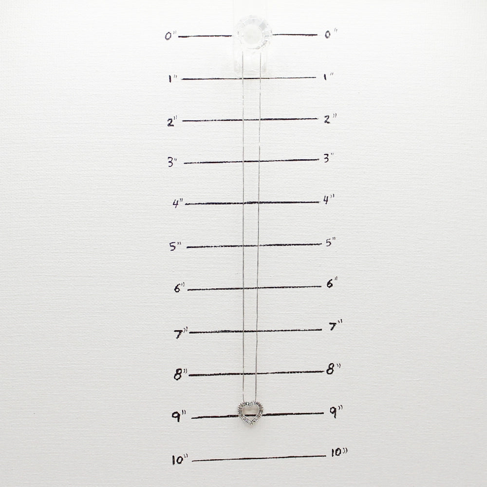 14K White Gold and Diamond Heart Pendant with 18 inch Box Chain