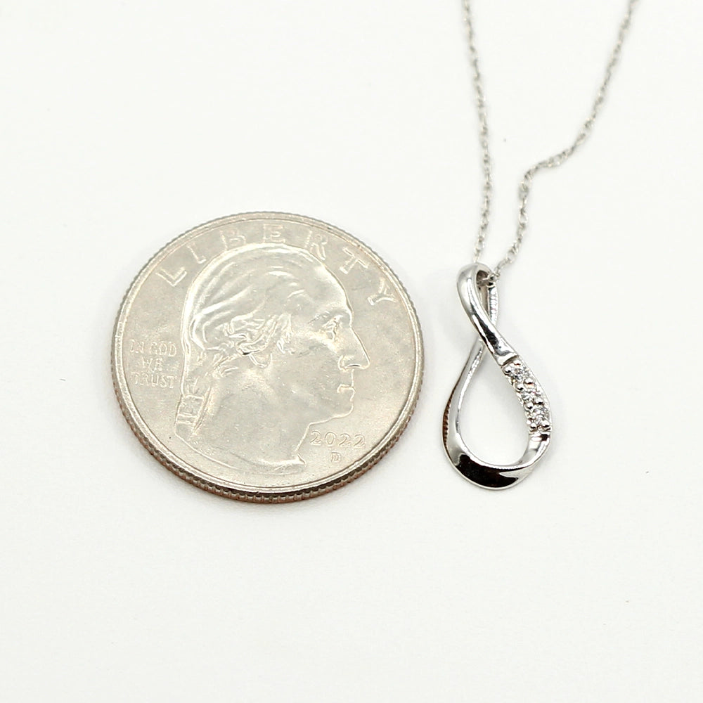 14K White Gold and Diamond Infinity Pendant with 18 inch Chain