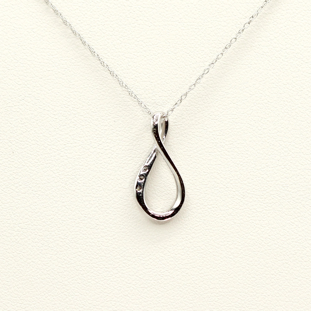 14K White Gold and Diamond Infinity Pendant with 18 inch Chain