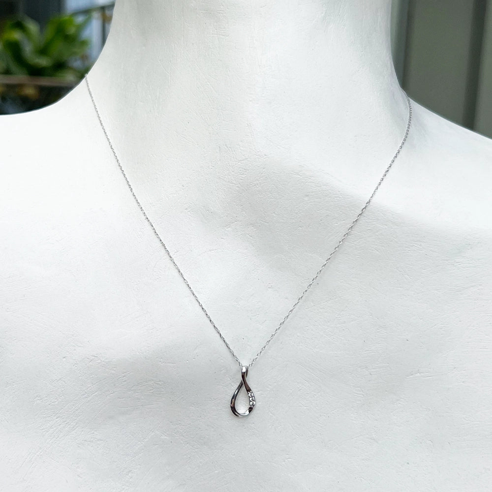 14K White Gold and Diamond Infinity Pendant with 18 inch Chain