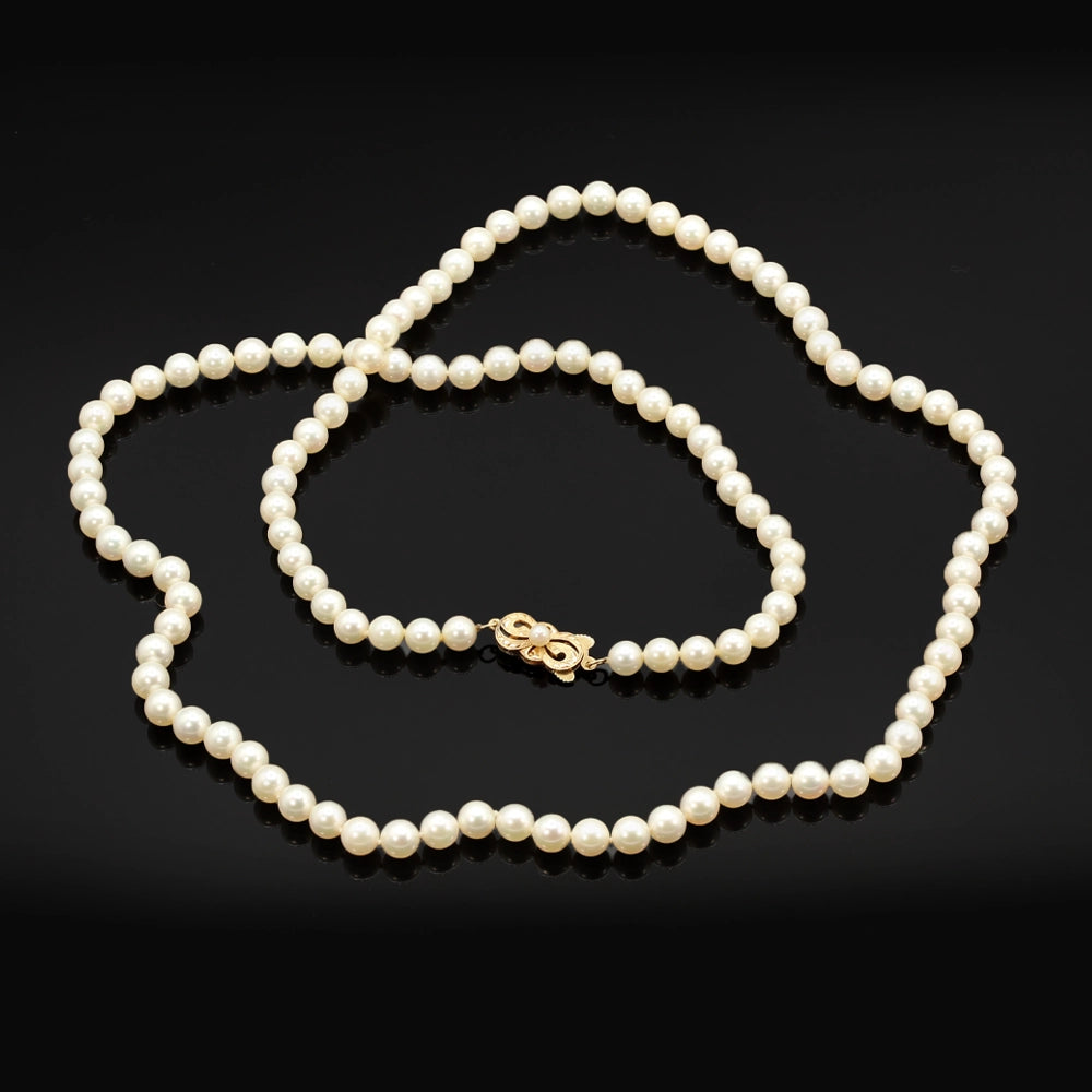 Mikimoto 28 inch Pearl Necklace with 14K Gold Clasp