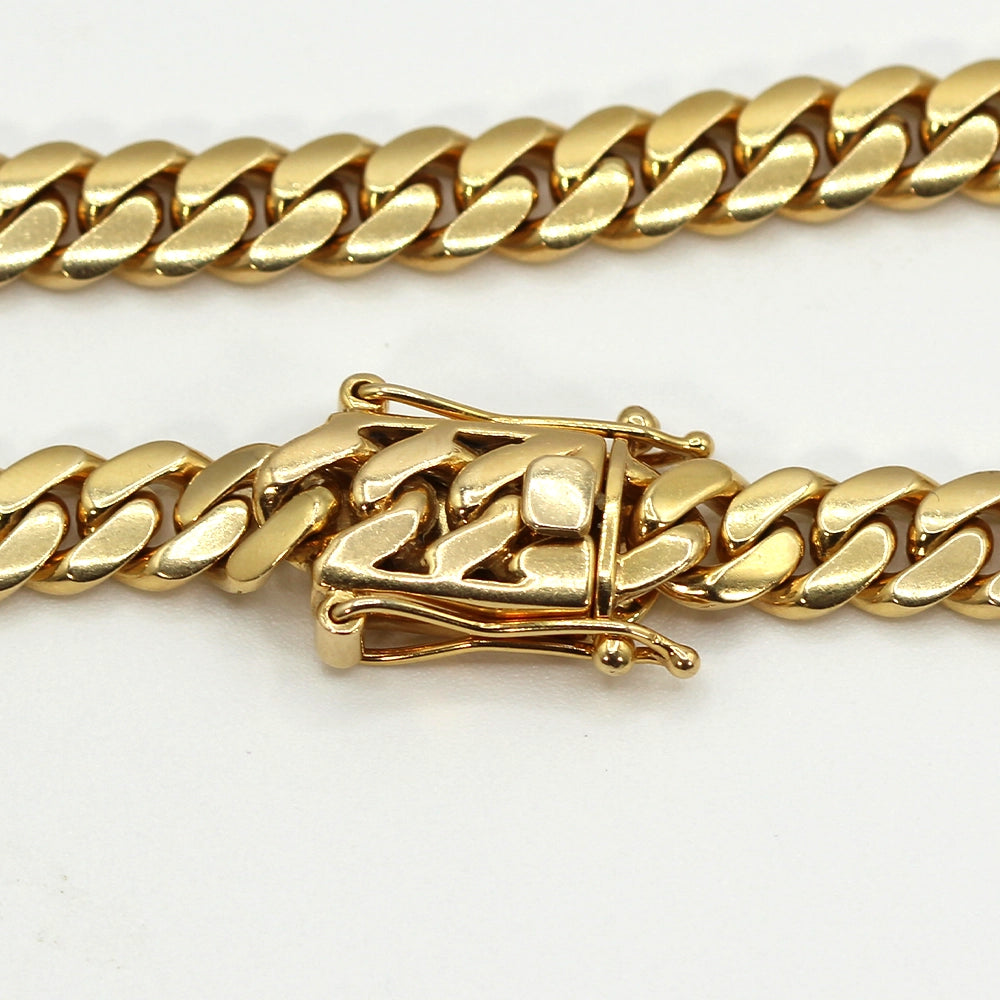 14K Yellow Gold 24 Inch Cuban Chain Necklace